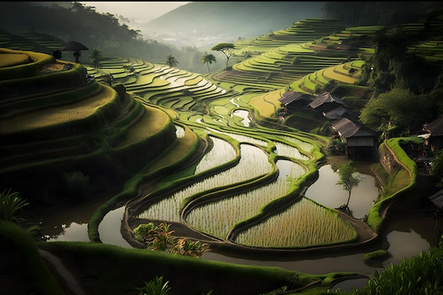 Rice terraces in the dark