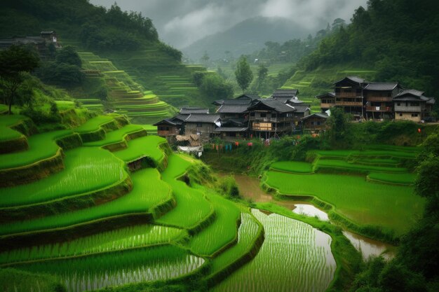 Rice terraces in the mountains of vietnam