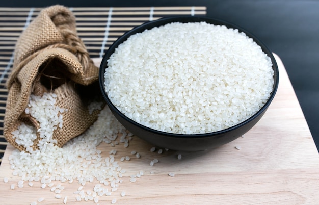 Rice used for sushi. Short Grain Sushi Koshihikari Rice. Japanese rice.