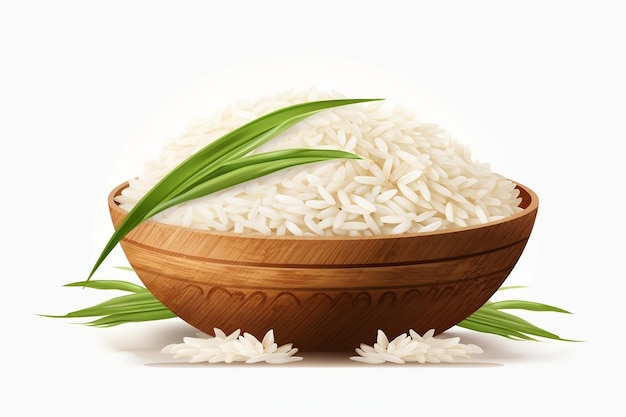 rice on white background Generative ai