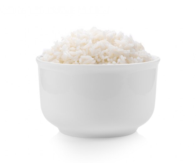 Photo rice in white bowl