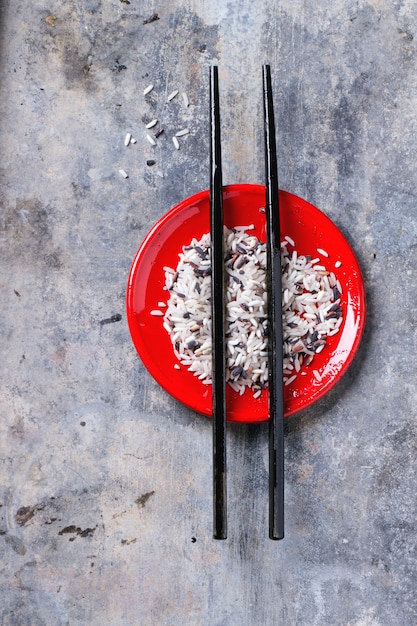 Rice with chopsticks