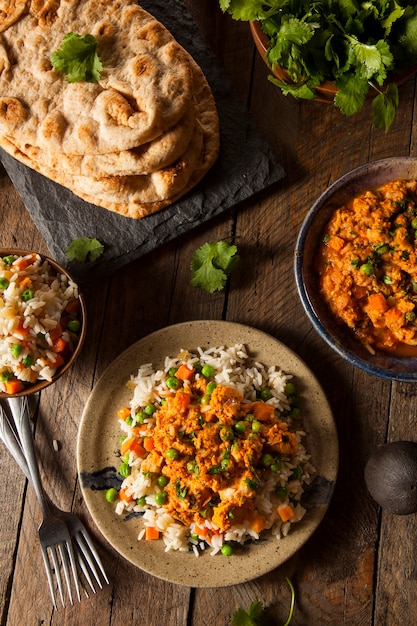 Rice with vegetables on a plate