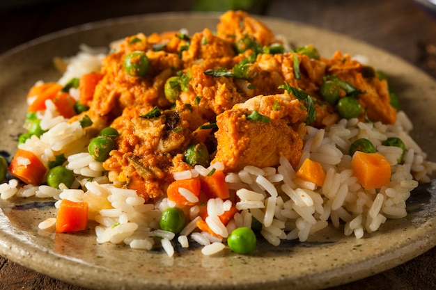 Rice with vegetables on a plate