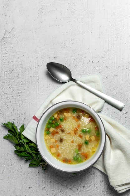 Rice with vegetables. Typical Asian food