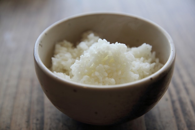 Rice with wood background