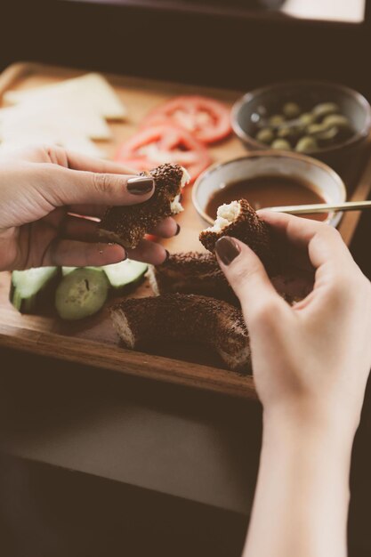 사진 풍부하고 맛있는 터키식 아침 식사