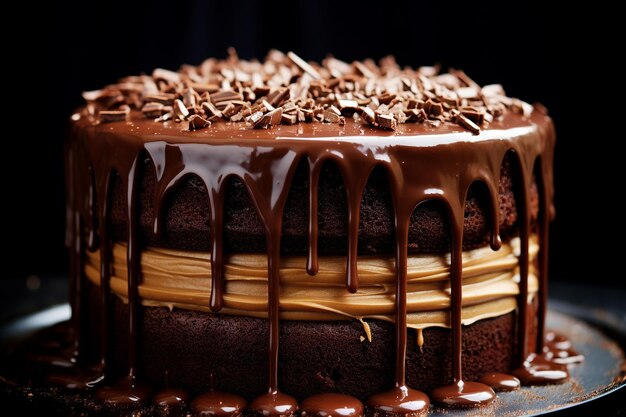 Rich Chocolate Cake with Chocolate Ganache and Chocolate Curls