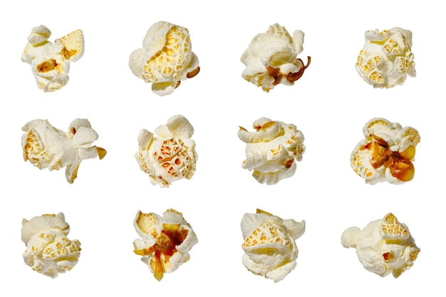 Photo rich collection of popcorn isolated on white background