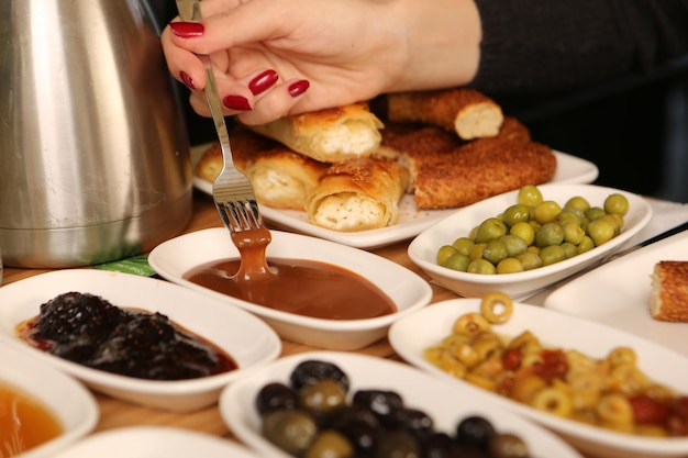 Rich and delicious Turkish breakfast