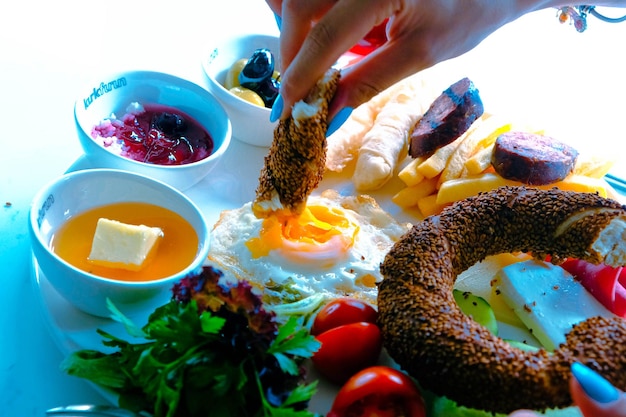 Rich and delicious Turkish breakfast