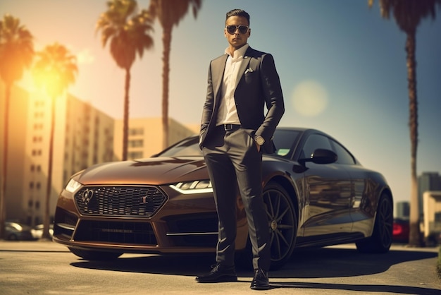 Photo rich guy and car in style