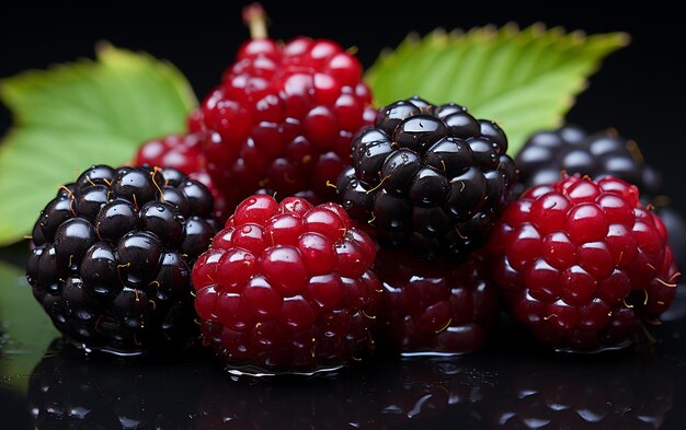 Photo rich harvest fresh blackberries with deep purple hue