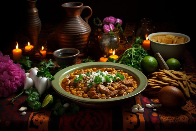 Photo the rich hearty flavors of traditional pozole