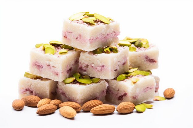 Photo rich khoya barfi delight isolated on white background