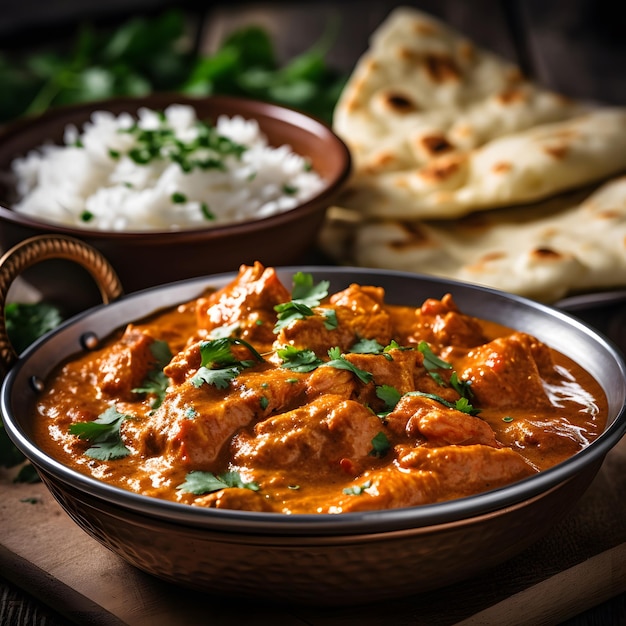 Rich and lavorful butter chicken with basmati rice