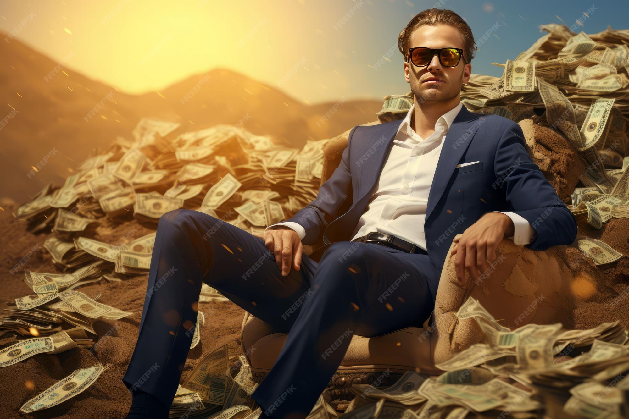 Premium AI Image Rich man around cash money Successful guy Generate Ai Premium AI Image Rich man around cash money Successful guy Generate Ai