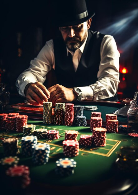 A rich man plays in a casino Generative AI