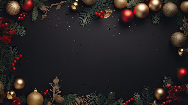 a richly decorated Christmas or New Year banner set against a dark background