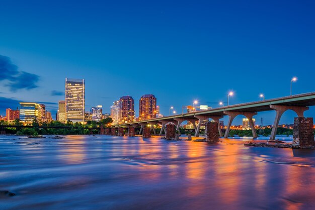 Richmond virginia usa downtown skyline on the james river