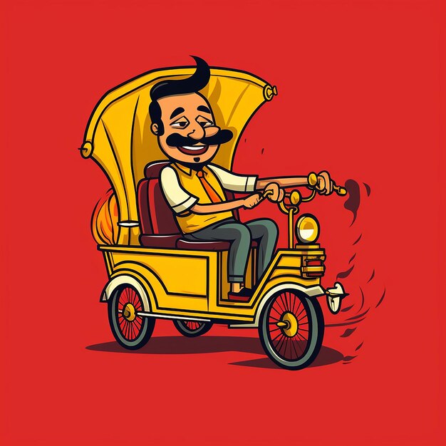 Photo rickshaw cartoon logo