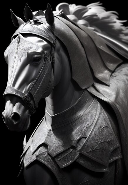 Foto ridders wapenrusting close-up paardenhoofd portret van een ridder