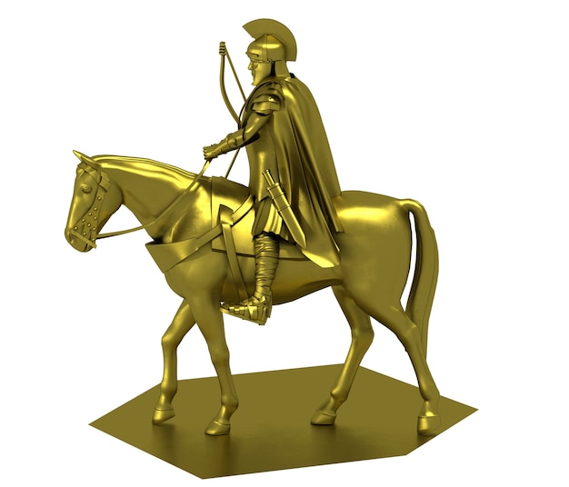 Cavaliere guerriero a cavallo 3d rendering illustrazione 3d