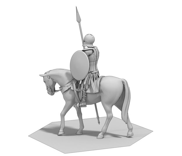 rider warrior on horseback 3D rendering