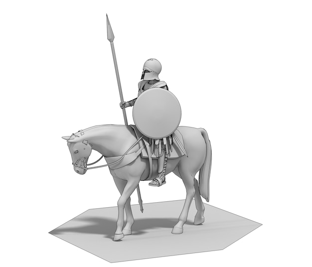 Photo rider warrior on horseback 3d rendering