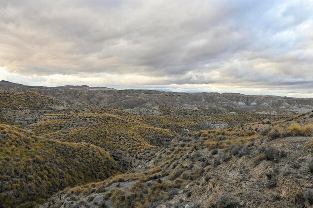 Ridges and cliffs of the badland de los coloraos in the geopark of granada