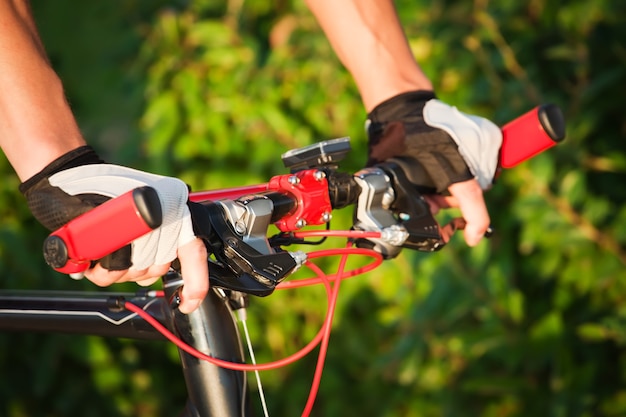 Riding bicyclehands on a steering bar