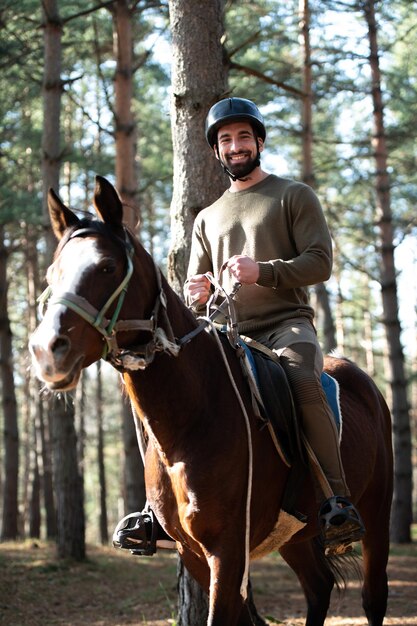 Riding Man Is Training His Horse