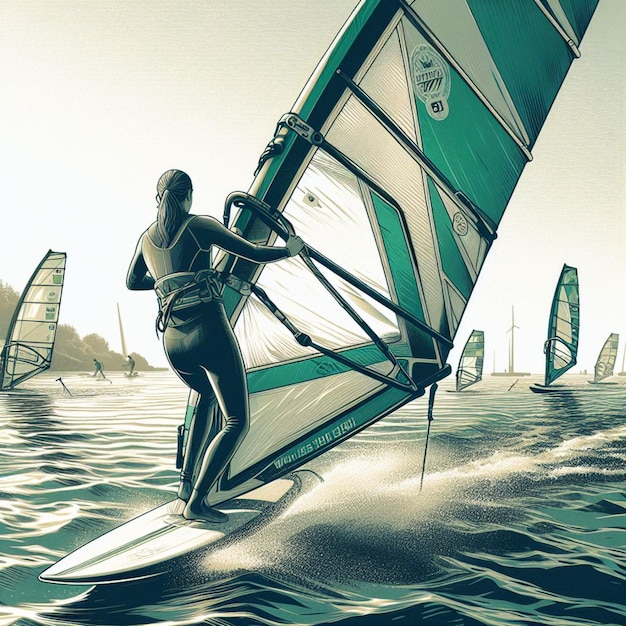 Photo riding the waves a windsurfers paradise