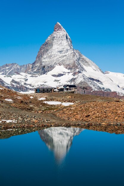 Riffelsee lake and Matterhorn Switzerland