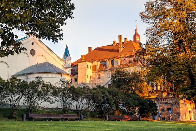 riga latvia architecture of historical old city at golden hour