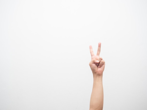 Right hand gesture finger two isolated white