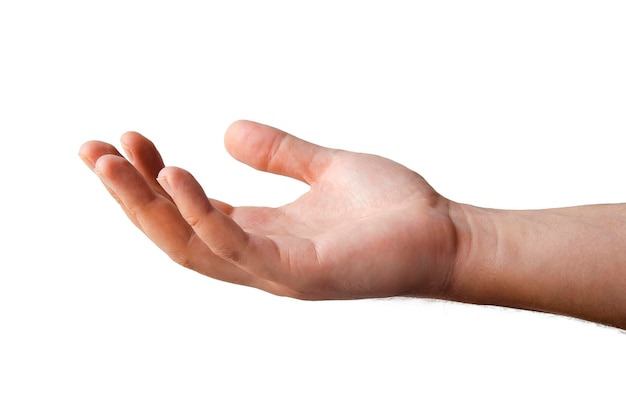 Photo the right hand of a male on a white isolated background