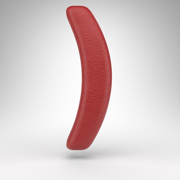 Right round bracket symbol on white background. Red leather 3D sign with skin texture.