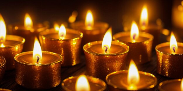 Rij kaarsen branden symboliseert spiritualiteit en feest