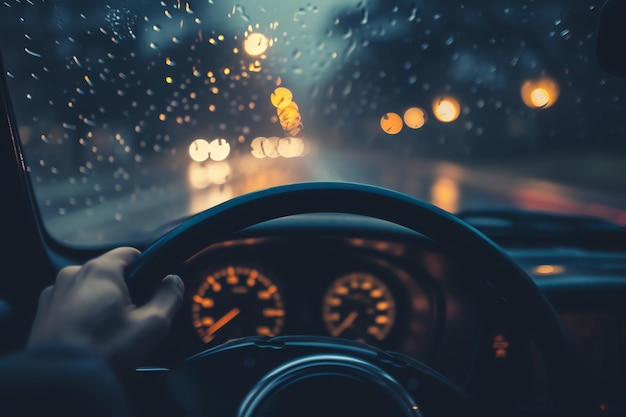 rijden onder de regen AI gegenereerd