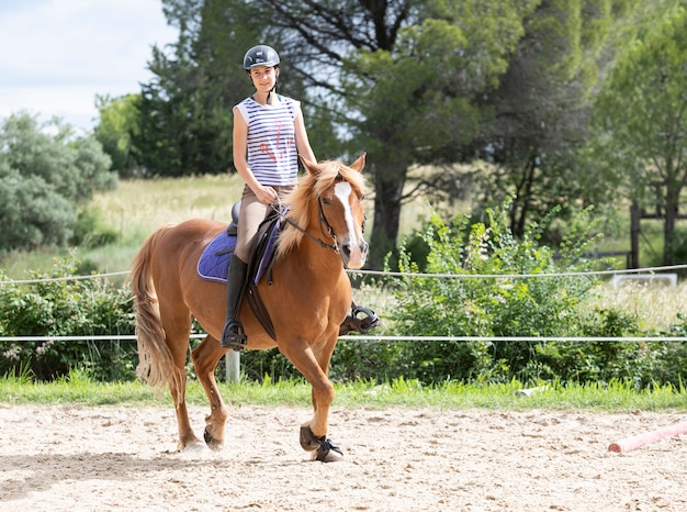 Rijdend meisje en paard