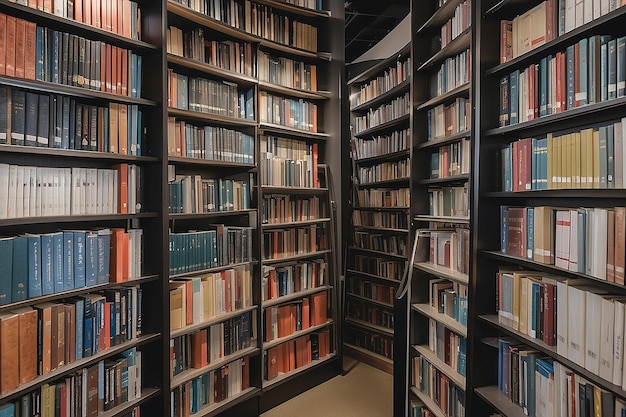 Rijen bibliotheekboeken op planken