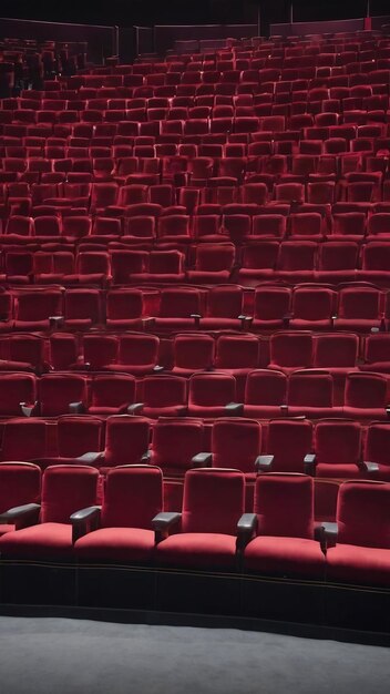 Rijen rode stoelen in een theater