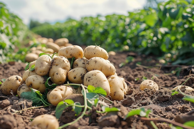 Rijke aardappels op het veld