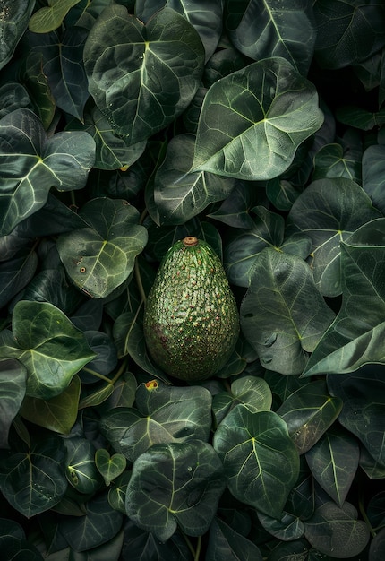 Rijke avocado's tussen verse groene bladeren