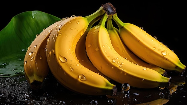 Rijke bananen op een donkere achtergrond