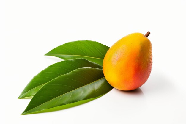 Rijke mango met groen blad geïsoleerd op wit