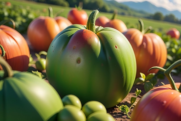 Rijke rode tomaten zijn mensen die graag heerlijke groenten, fruit, biologische groene veilige boerderijproducten eten.