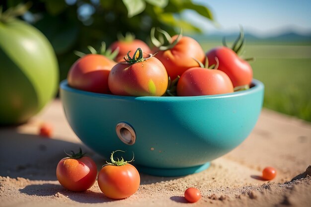 Rijke rode tomaten zijn mensen die graag heerlijke groenten, fruit, biologische groene veilige boerderijproducten eten.