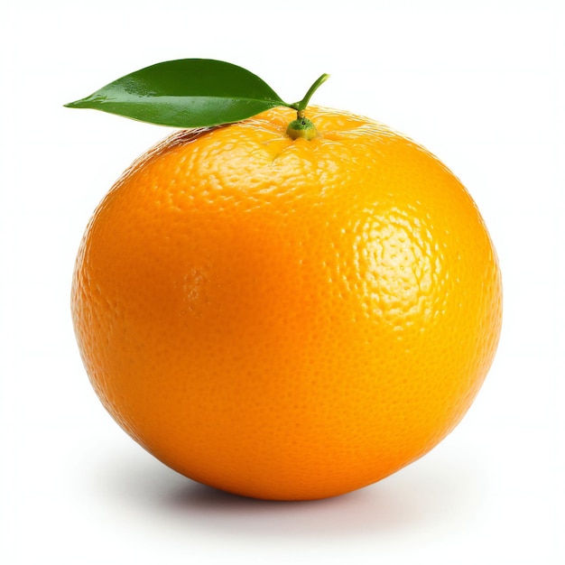 Rijke sinaasappel met een geïsoleerd blad op witte achtergrond